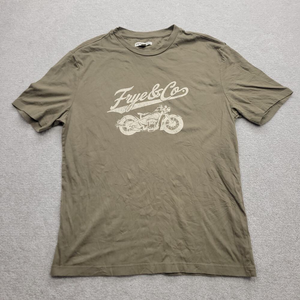 Frye & Co Graphic T Shirt Mens L Brown Motorcycle Logo Casual Tee
